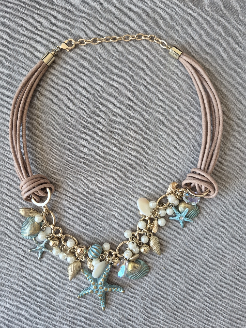 Gold and Turquoise Starfish Charm Necklace - Women Jewelry